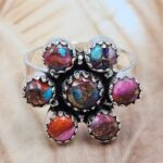 Pink Dahlia Turquoise 925 Sterling Silver Ring (REXT168-9)