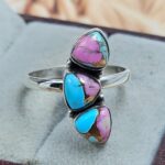 Pink Dahlia Turquoise 925 Sterling Silver Ring (REXT169-5)