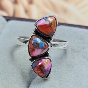Pink Dahlia Turquoise 925 Sterling Silver Ring (REXT169-1)