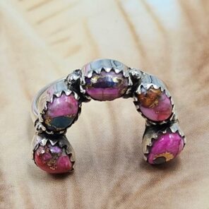 Pink Dahlia Turquoise 925 Sterling Silver Ring (REXT168-23)