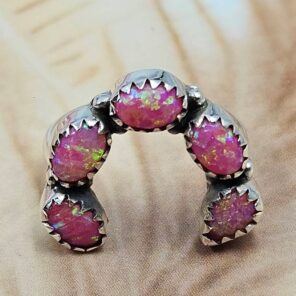 Hot Pink Aurora Opal 925 Sterling Silver Ring (REXT168-26)
