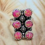Hot Pink Aurora Opal 925 Sterling Silver Ring (REXT169-13)