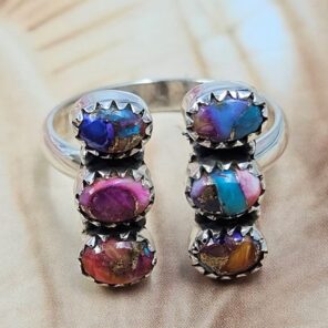 Pink Dahlia Turquoise 925 Sterling Silver Ring (REXT168-40)