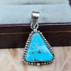 White Water Turquoise 1.25" 925 Sterling Silver Pendant (REXT49-590)
