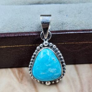 White Water Turquoise 1" 925 Sterling Silver Pendant (REXT49-591)
