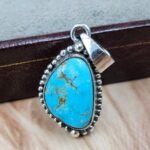 White Water Turquoise 1.25" 925 Sterling Silver Pendant (REXT49-594)
