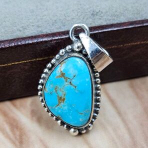White Water Turquoise 1.25" 925 Sterling Silver Pendant (REXT49-594)