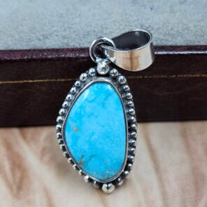 White Water Turquoise 1.25" 925 Sterling Silver Pendant (REXT49-597)