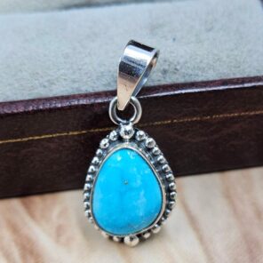White Water Turquoise 1" 925 Sterling Silver Pendant (REXT49-598)
