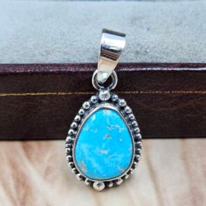 White Water Turquoise 1" 925 Sterling Silver Pendant (REXT49-599)