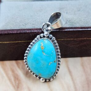 White Water Turquoise 1.25" 925 Sterling Silver Pendant (REXT49-600)