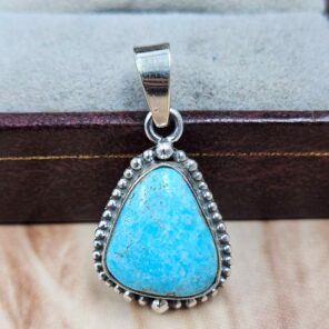 White Water Turquoise 1.25" 925 Sterling Silver Pendant (REXT49-601)