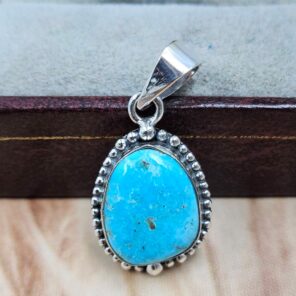 White Water Turquoise 1.25" 925 Sterling Silver Pendant (REXT49-603)