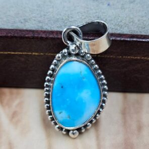 White Water Turquoise 1.25" 925 Sterling Silver Pendant (REXT49-604)