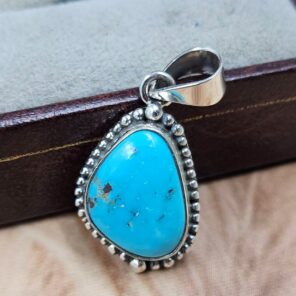 White Water Turquoise 1.25" 925 Sterling Silver Pendant (REXT49-607)