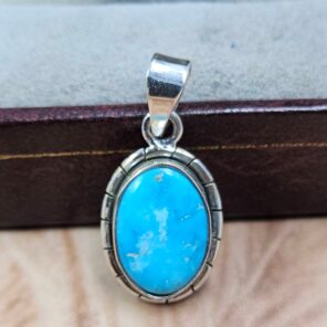 White Water Turquoise 1" 925 Sterling Silver Pendant (REXT49-537)