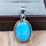 White Water Turquoise 1.25" 925 Sterling Silver Pendant (REXT49-538)