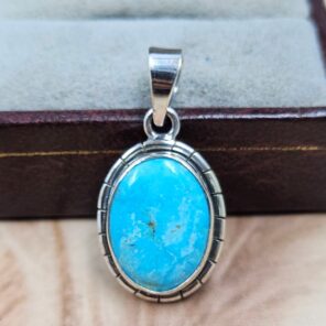 White Water Turquoise 1.25" 925 Sterling Silver Pendant (REXT49-538)