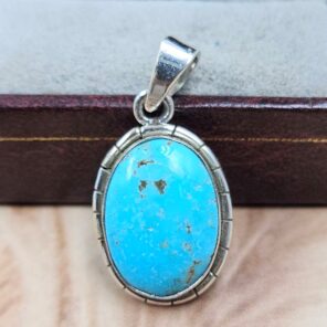 White Water Turquoise 1.25" 925 Sterling Silver Pendant (REXT49-540)
