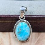 White Water Turquoise 1" 925 Sterling Silver Pendant (REXT49-541)