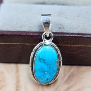 White Water Turquoise 1" 925 Sterling Silver Pendant (REXT49-542)