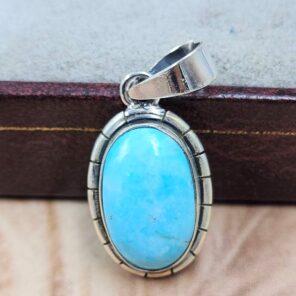 White Water Turquoise 1.25" 925 Sterling Silver Pendant (REXT49-543)