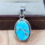 White Water Turquoise 1.25" 925 Sterling Silver Pendant (REXT49-546)