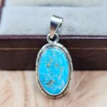 White Water Turquoise 1.25" 925 Sterling Silver Pendant (REXT49-548)