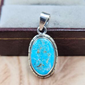 White Water Turquoise 1.25" 925 Sterling Silver Pendant (REXT49-548)