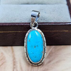 White Water Turquoise 1.25" 925 Sterling Silver Pendant (REXT49-549)