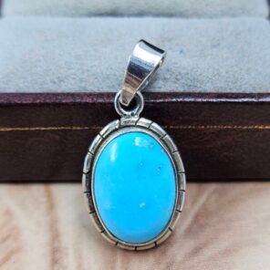 White Water Turquoise 1.25" 925 Sterling Silver Pendant (REXT49-550)