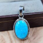 White Water Turquoise 1.25" 925 Sterling Silver Pendant (REXT49-551)