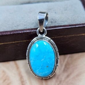 White Water Turquoise 1.25" 925 Sterling Silver Pendant (REXT49-551)