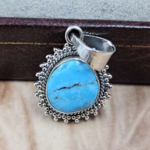 White Water Turquoise 925 Sterling Silver Pendant (REXT8-218)