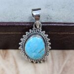 White Water Turquoise 925 Sterling Silver Pendant (REXT8-220)