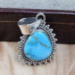 White Water Turquoise 925 Sterling Silver Pendant (REXT8-217)