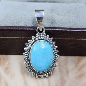 White Water Turquoise 925 Sterling Silver Pendant (REXT8-232)