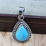 White WatervTurquoise 925 Sterling Silver Pendant (REXT8-204)