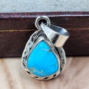 White Water Turquoise 1" 925 Sterling Silver Pendant (REXT49-555)