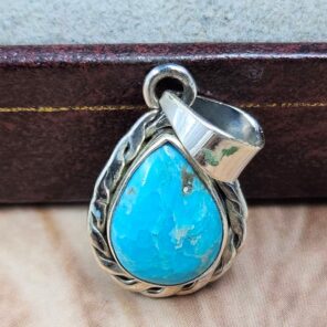 White Water Turquoise 1" 925 Sterling Silver Pendant (REXT49-557)