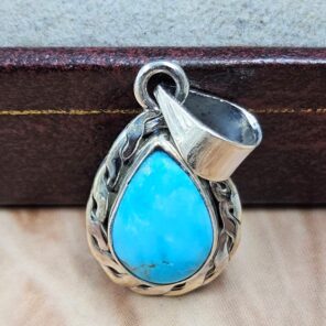 White Water Turquoise 1" 925 Sterling Silver Pendant (REXT49-559)