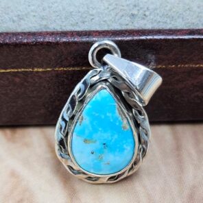 White Water Turquoise 1" 925 Sterling Silver Pendant (REXT49-561)