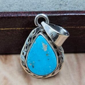 White Water Turquoise 1" 925 Sterling Silver Pendant (REXT49-562)