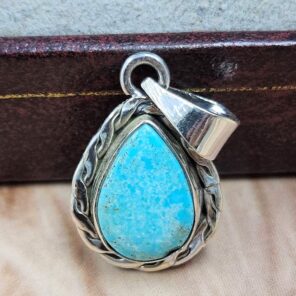 White Water Turquoise 1" 925 Sterling Silver Pendant (REXT49-565)
