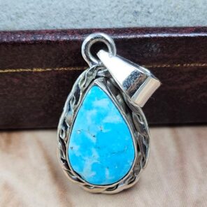 White Water Turquoise 1" 925 Sterling Silver Pendant (REXT49-566)