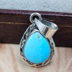 White Water Turquoise 1" 925 Sterling Silver Pendant (REXT49-567)