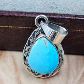 White Water Turquoise 1" 925 Sterling Silver Pendant (REXT49-567)