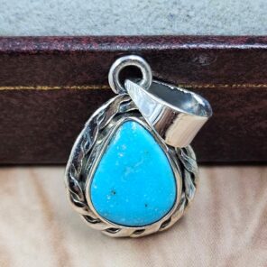 White Water Turquoise 1" 925 Sterling Silver Pendant (REXT49-568)