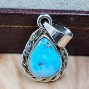 White Water Turquoise 1" 925 Sterling Silver Pendant (REXT49-571)