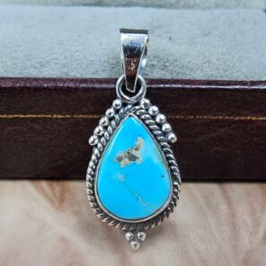 White Water Turquoise 1.25" 925 Sterling Silver Pendant (REXT49-572)